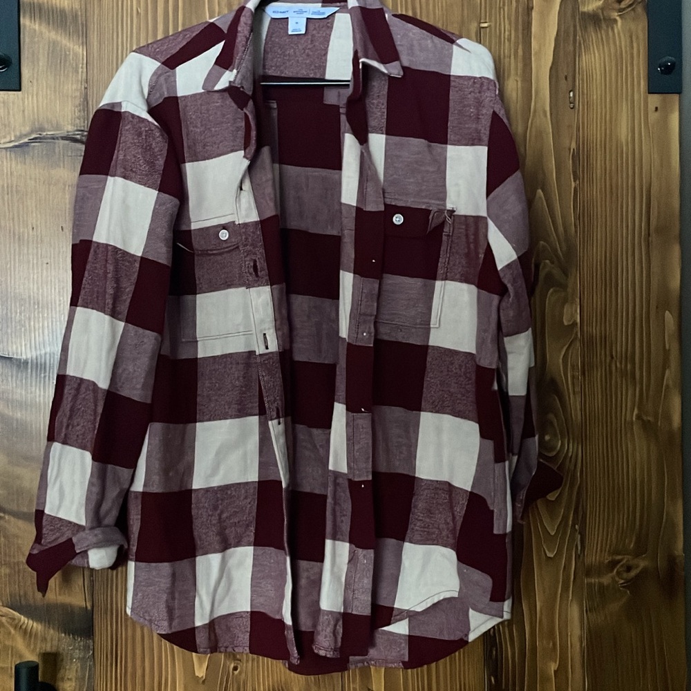Burgundy and Cream Checkered Shirt